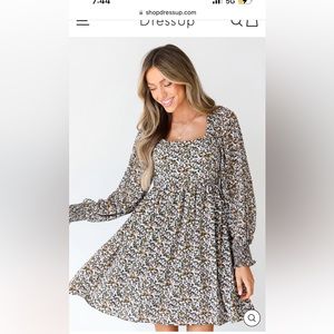 Black Floral Mini Dress - Size Small